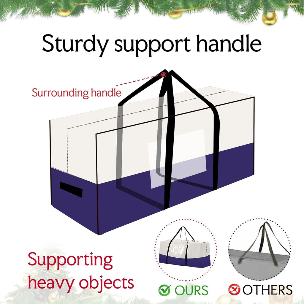 Skiennix Christmas Tree Bag - Heavy Duty 600D Oxford Material for 8 Ft Trees | Dampproof Storage with Dual Zipper & Reinforced Handles