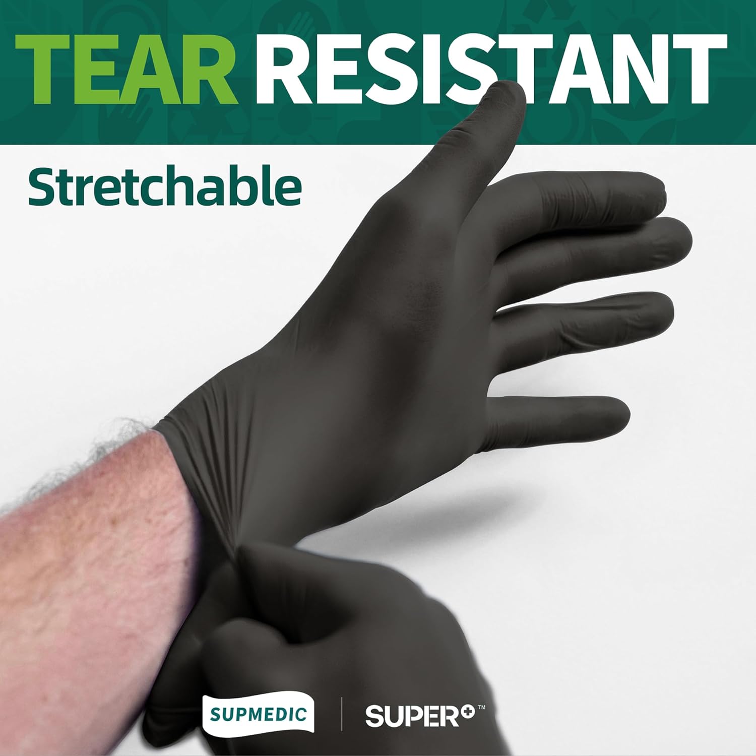 Supmedic Vinyl Disposable Exam Gloves - Black 4Mil, Powder-Free & Latex-Free | 100 & 1000 Count