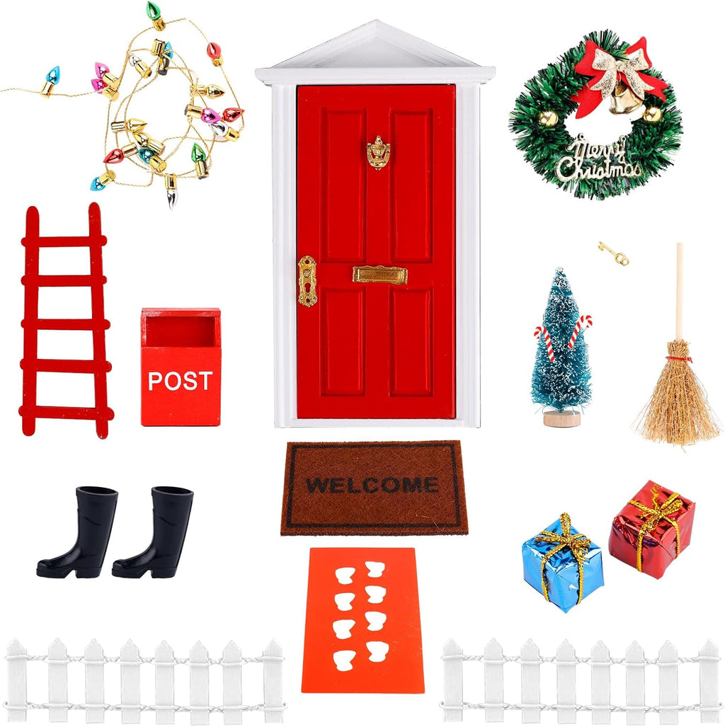 Skiennix Christmas Fairy & Elf Door - Magical Miniature Accessories for DIY Decor | Tiny Elf Kit