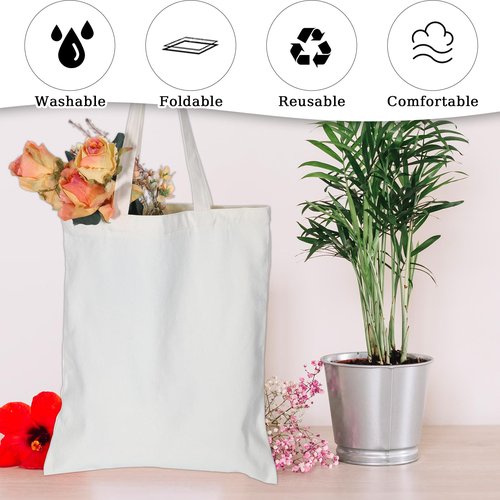Blank Canvas Tote Bag for Women, Aesthetic Tote-Bag with Zipper Reusable Grocery Bag Aesthetic Totes-Bag with Handles Cotton Shopping Cloth-Bag for Crafts DIY Gift Advertising Promotion Activity