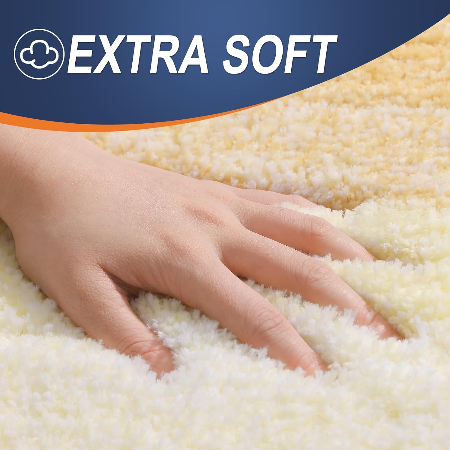 OLANLY Luxury U-Shaped Toilet Rugs - Extra Soft Microfiber Bath Mat, Non-Slip, 24x20, Light Yellow