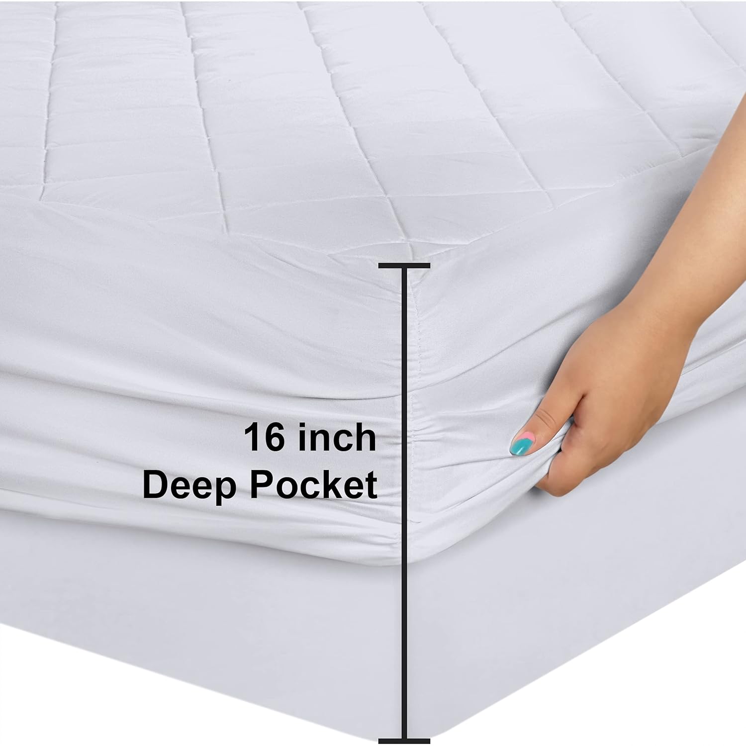 Utopia Bedding Quilted King Size Mattress Pad - Deep Pocket Protector, Machine Washable (White)