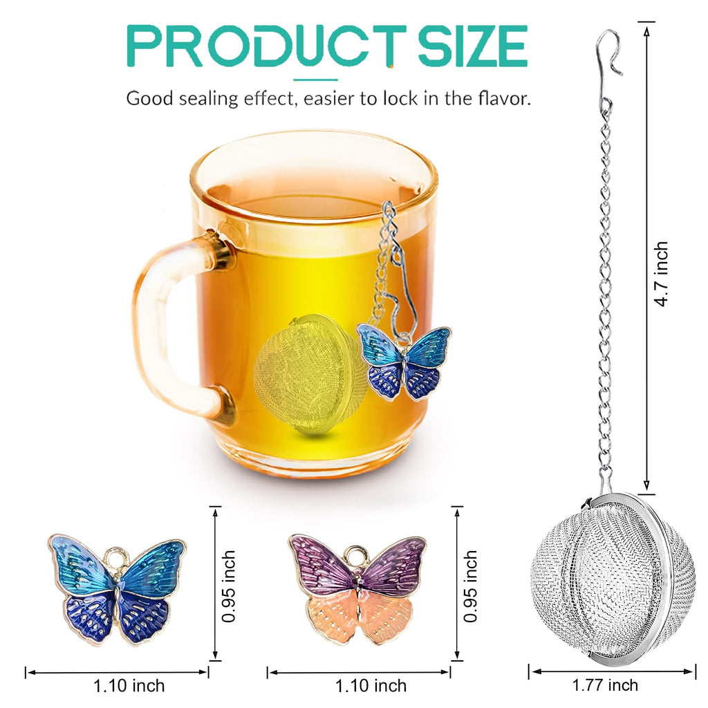 Tea Infuser Set with Dual Butterfly Pendants - NSTaygate Premium Tea Strainers for Loose Tea 304 Stainless Steel Tea Ball