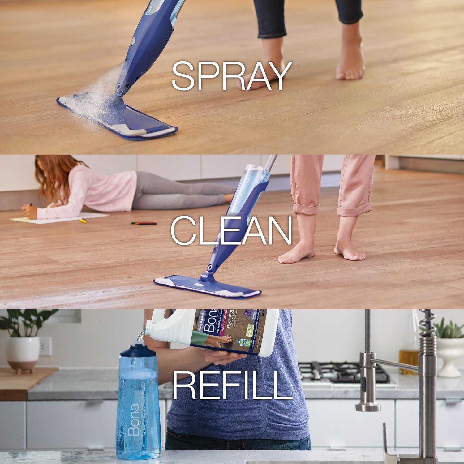 Bona Hardwood Floor Cleaner Refill - 128 fl oz - Lavender Thyme Scent - Residue-Free Floor Cleaning Solution Spray Mop and Spray Bottle Refill - For Wood Floors