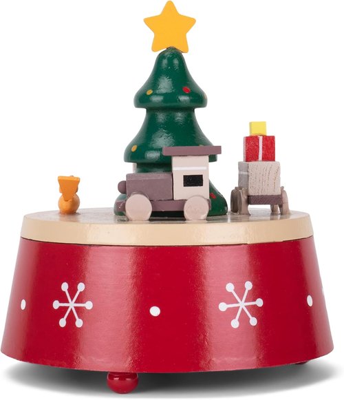 Cottage Garden Musical Christmas Figurine - 6-Inch Rotating Tree with Red Snowflakes | Plays Jingle Bells