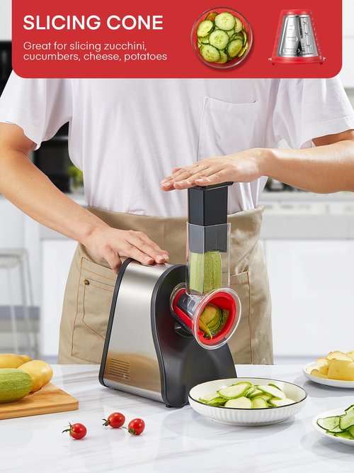 Electric Cheese Grater Salad Maker, Cheese Shredder for Home Kitchen Use, One-Touch Control Electric Slicer Shredder Ideal for Vegetables, Cheeses and Nuts