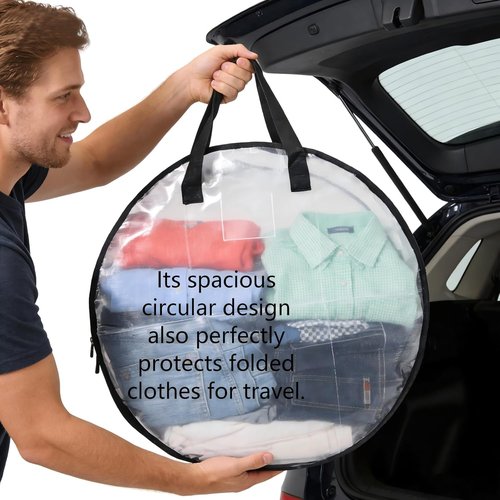 Hayoulabo Clear Christmas Wreath Storage Bags - Waterproof 24 Inch Container with Dual Zipper & Reinforced Handles for Holiday Decor Organization
