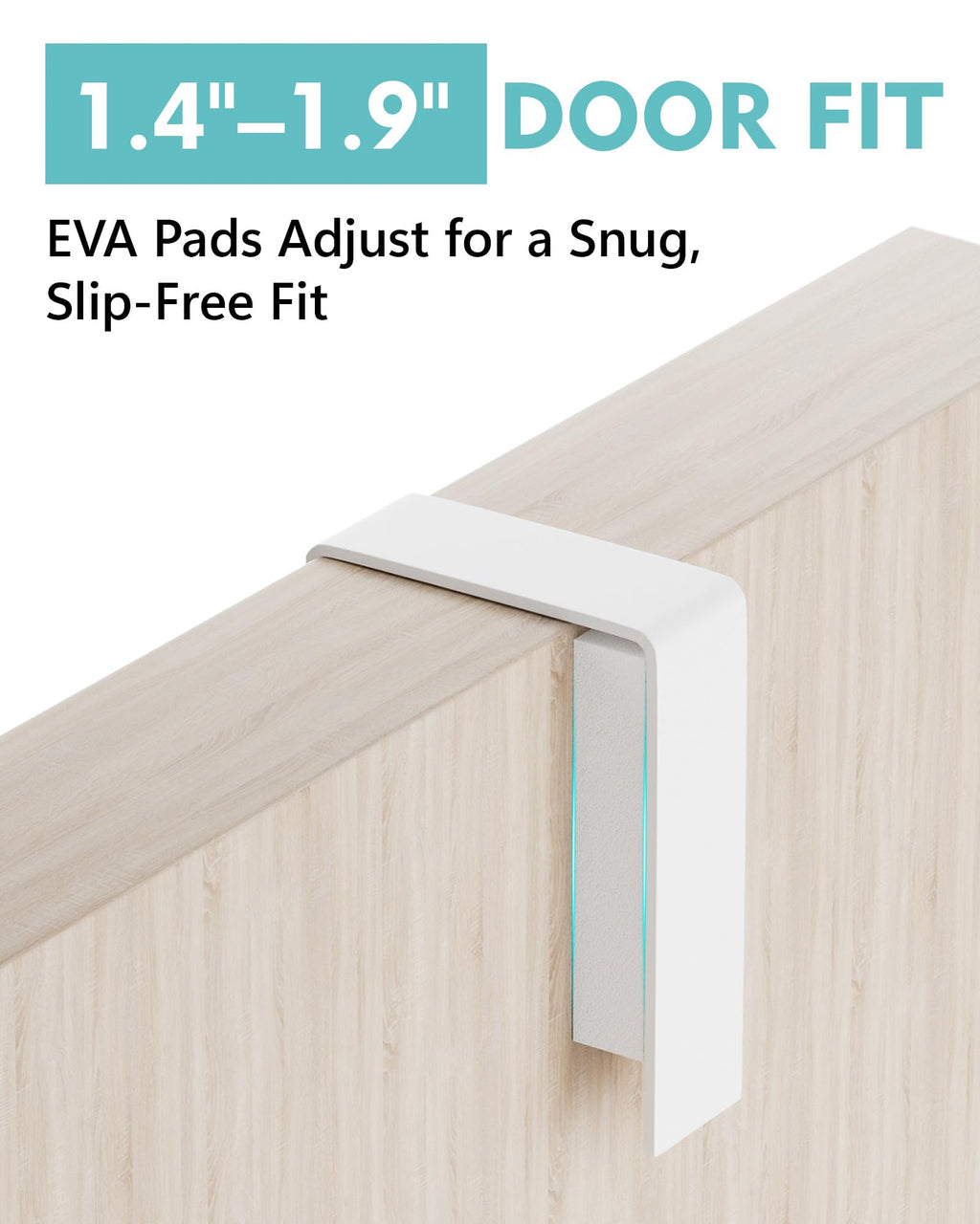 Vosturdy Mop and Broom Holder Wall Mount, No Drill Over the Door Broom and Mop Holder with 4 Slots and 4 Hooks, Wood Tool Hanger for Laundry, Cabinet, Kitchen, Garage