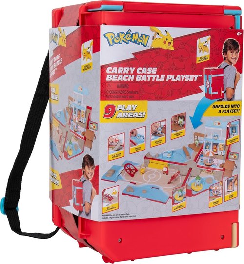 Jazwares Pokémon Carry Case - Portable Beach Battle Playset with Action Features & 2-Inch Pikachu Figure
