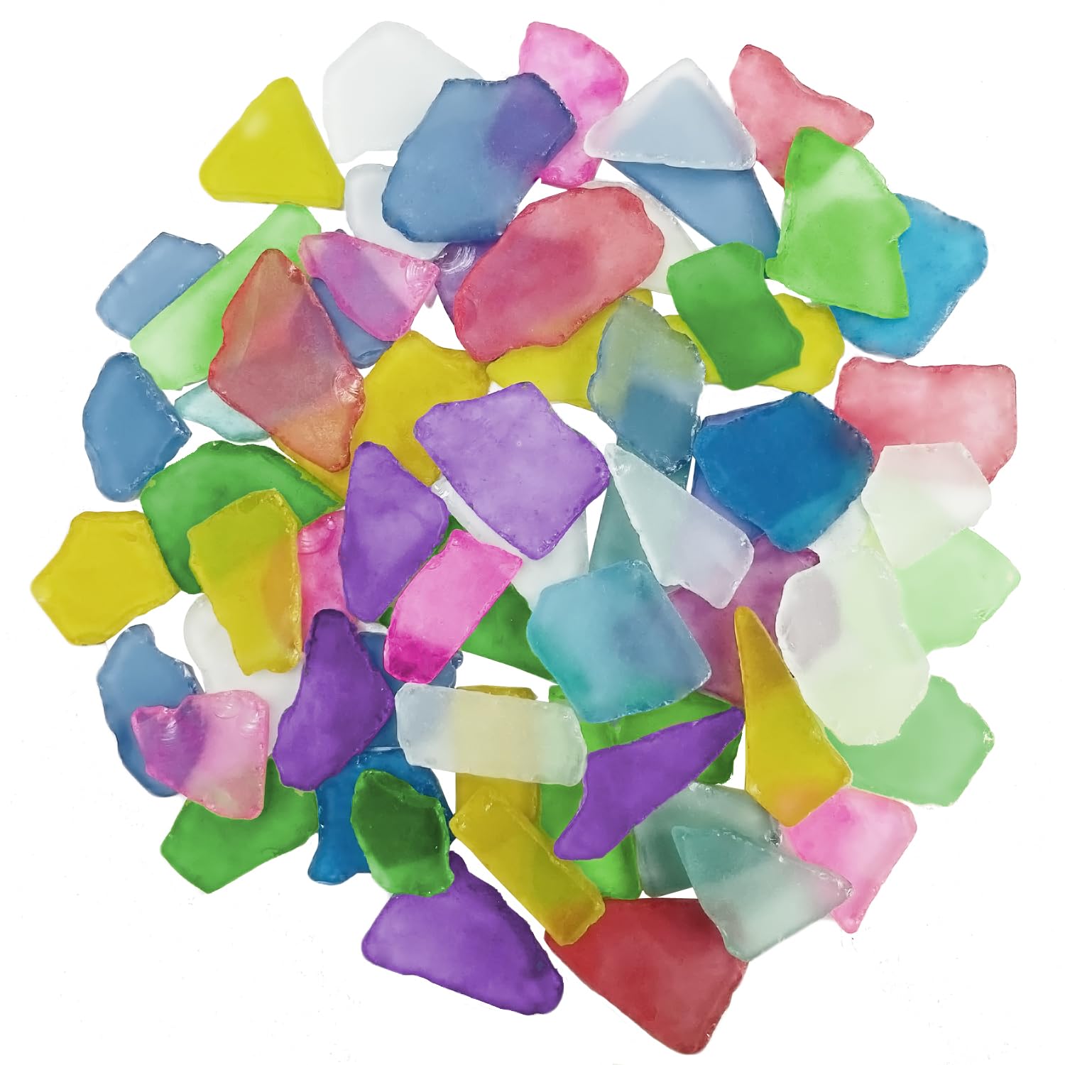 RCFFDL Sea Glass for Craft - 14oz Frosted Flat Glass in, Bulk Seaglass Pieces for Beach Weddings Home Decor