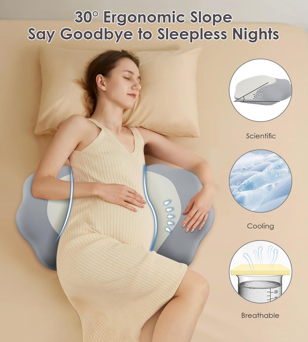 Memory Foam Pregnancy Pillows for Sleeping, Side Sleeper Maternity Pillow Support for Back Belly HIPS, Adjustable Wedge Pillow for Pregnant Women, Side Sleeping Pregnant Pillows with Pillowcase