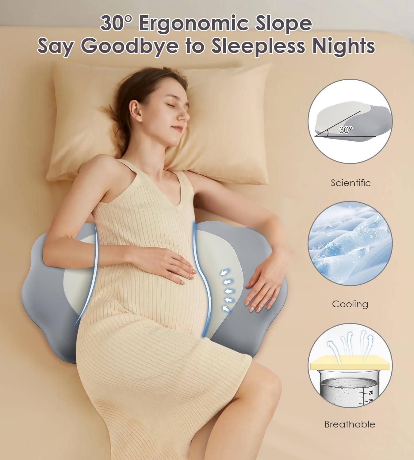 Memory Foam Pregnancy Pillows for Sleeping, Side Sleeper Maternity Pillow Support for Back Belly HIPS, Adjustable Wedge Pillow for Pregnant Women, Side Sleeping Pregnant Pillows with Pillowcase