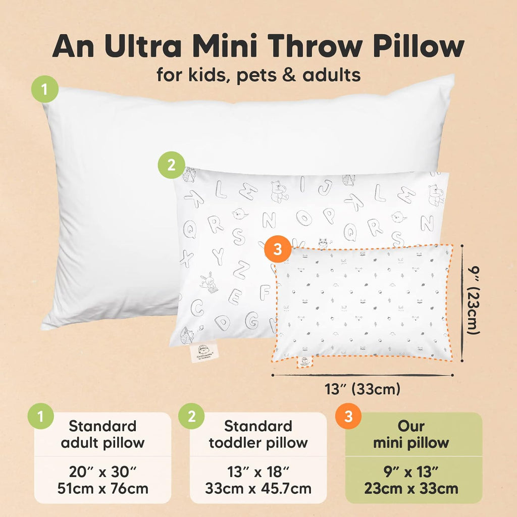 My Little Dreamy Mini Toddler Pillow - Soft Organic Cotton Travel Pillow with Pillowcase, 9x13 (Acorn)