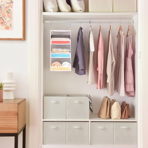 Granny Says Cube Storage - 13x13 Foldable Fabric Organizer Bins with Handle | Beige, 6-Pack