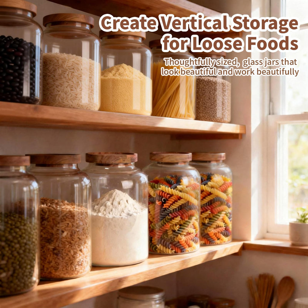 77L 2 PCS Large Glass Food Storage Jars with Airtight Lids, 4.2 Qt Wide Mouth Glass Canister Set for Pantry, Rice, Flour, Sugar, Cereal & Coffee