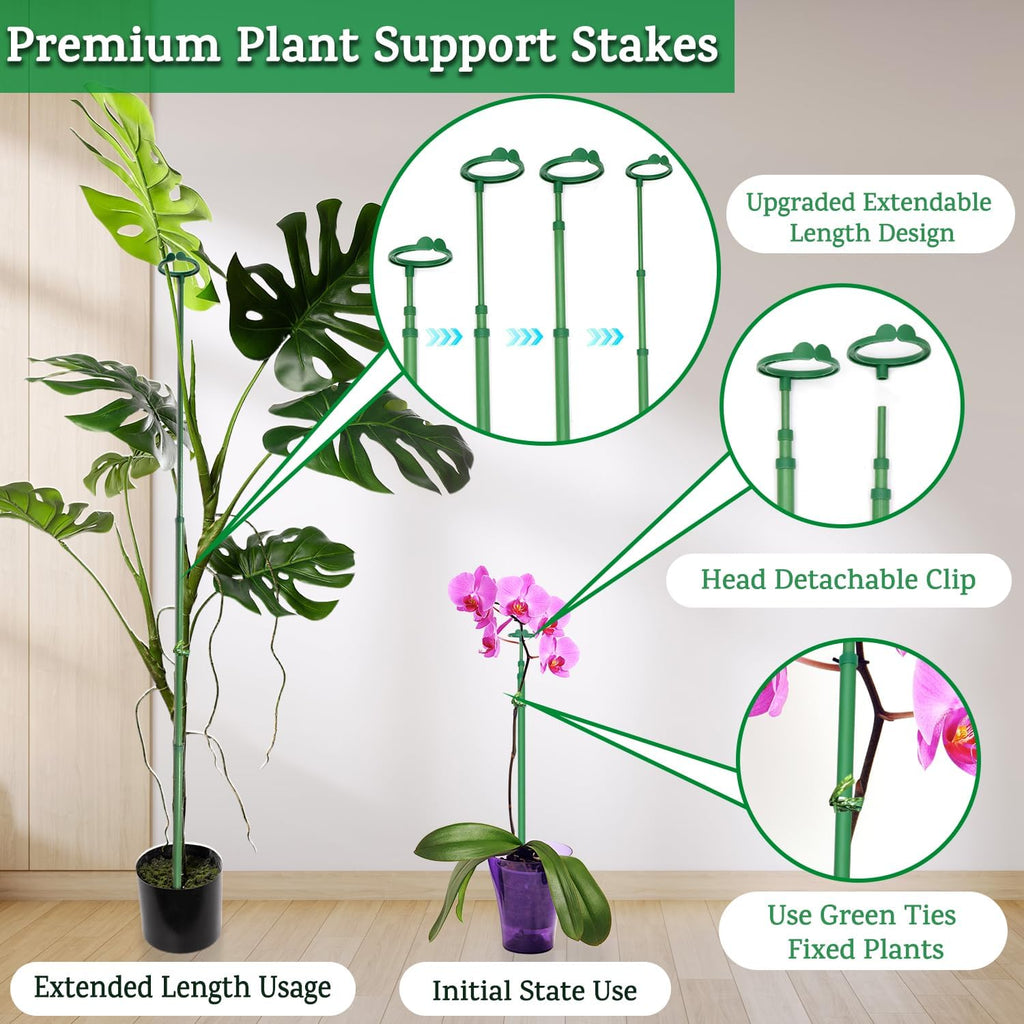 Skiennix Extendable Plant Stakes - Scalable Support from 17.9" to 42.3" | 5-Pack for Indoor/Outdoor Use