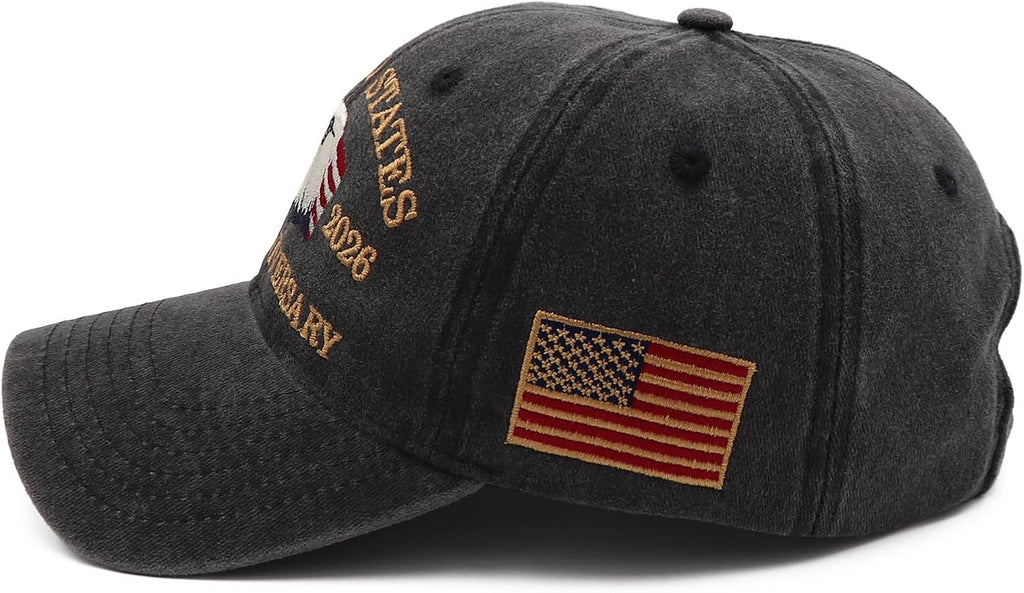 USA 250th Anniversary Hat - Patriotic Baseball Cap with Embroidered Eagles | Unisex Design