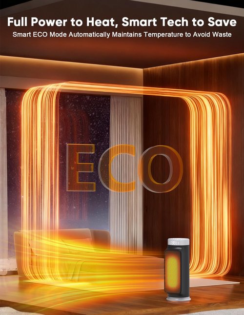 1500W PTC Quiet Space Heater with Remote Control, 15.8“ Portable Electric Heaters for Indoor Use, 75°Oscillation Ceramic Heater for Office, 24H Timer, 5 Modes, Fast Safe Quiet Room Heater for Bedroom