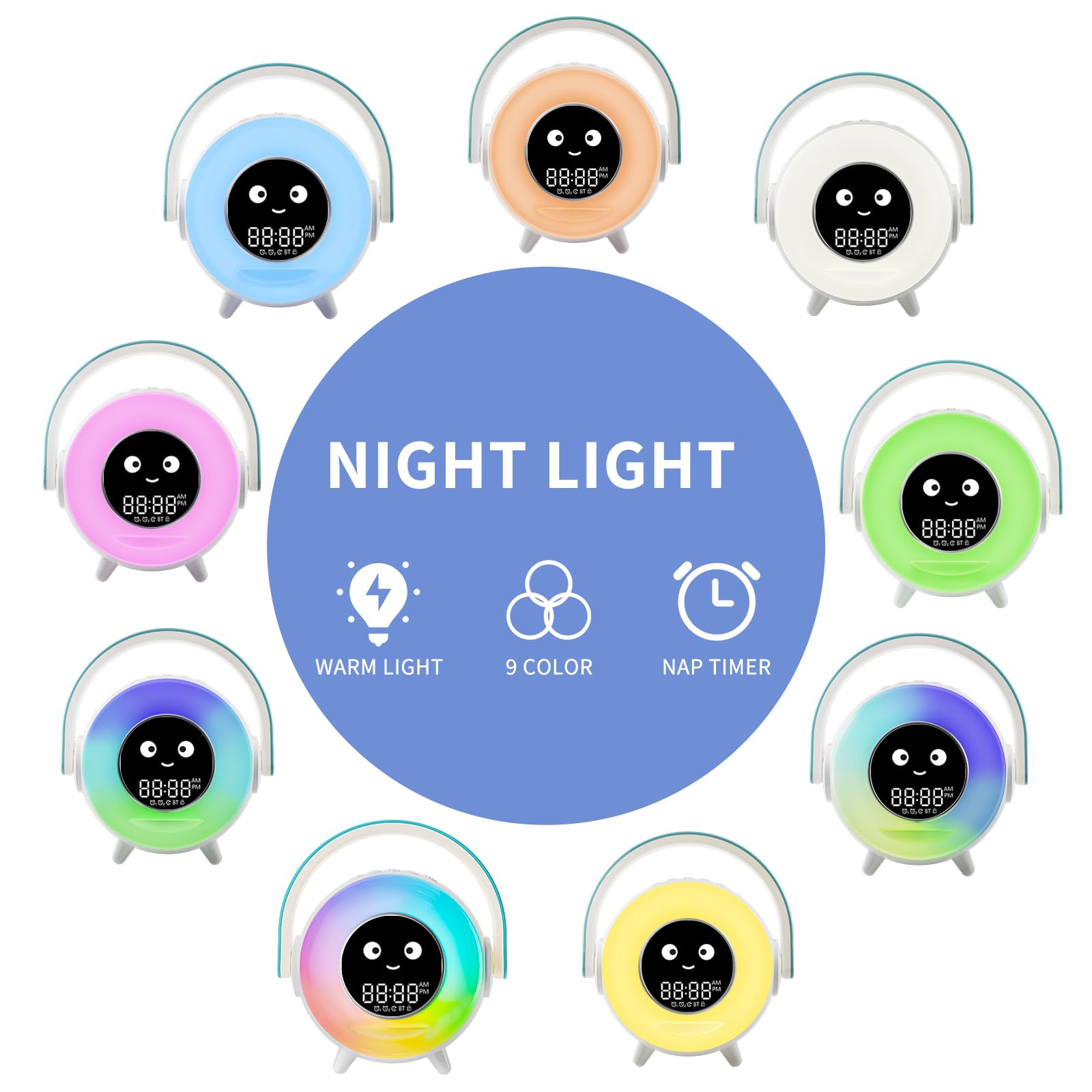 LOVME Kids Alarm Clock, Ready to Rise Sleep Training Clock with Night Lights, Sound Machine, Ok to Wake Clock for Kids, Gift Ideas for Toddler Boy Girl