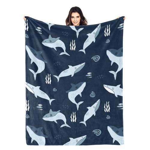 Shark Blanket Gift Cute Animal Blanket Bed Throw Blanket Soft Lightweight Cozy Warm Blankets for Kids Teens Men Women (50"x40", Shark)