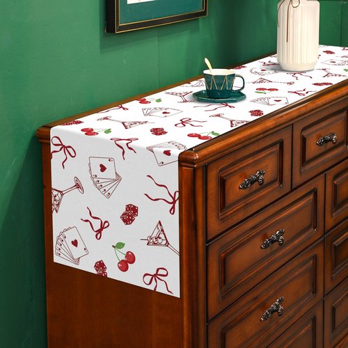 Buxiuer Lucky in Love Table Runner Las Vegas Casino Bachelorette Party Valentines Day Decoration Bridal Shower Home Dining Kitchen Island Decor (13" x 72")