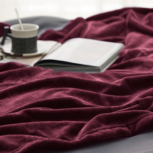 Bedsure GentleSoft Fleece Blanket - Twin Size Burgundy | 300GSM Lightweight Plush & Cozy 60x80 Inches