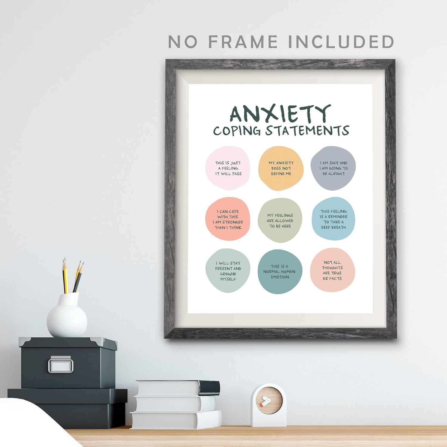 Skiennix Anxiety Coping Statements Poster - Positive Mental Health Wall Art | 8x10 Inch Unframed Decor