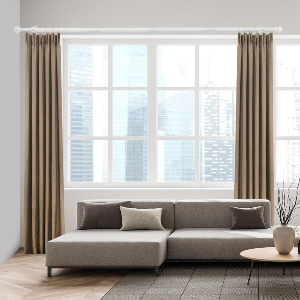 Max Adjustable Curtain Rods by [Brand Name] | 16 to 48 Inches | 1" Diameter with Round Finials - White