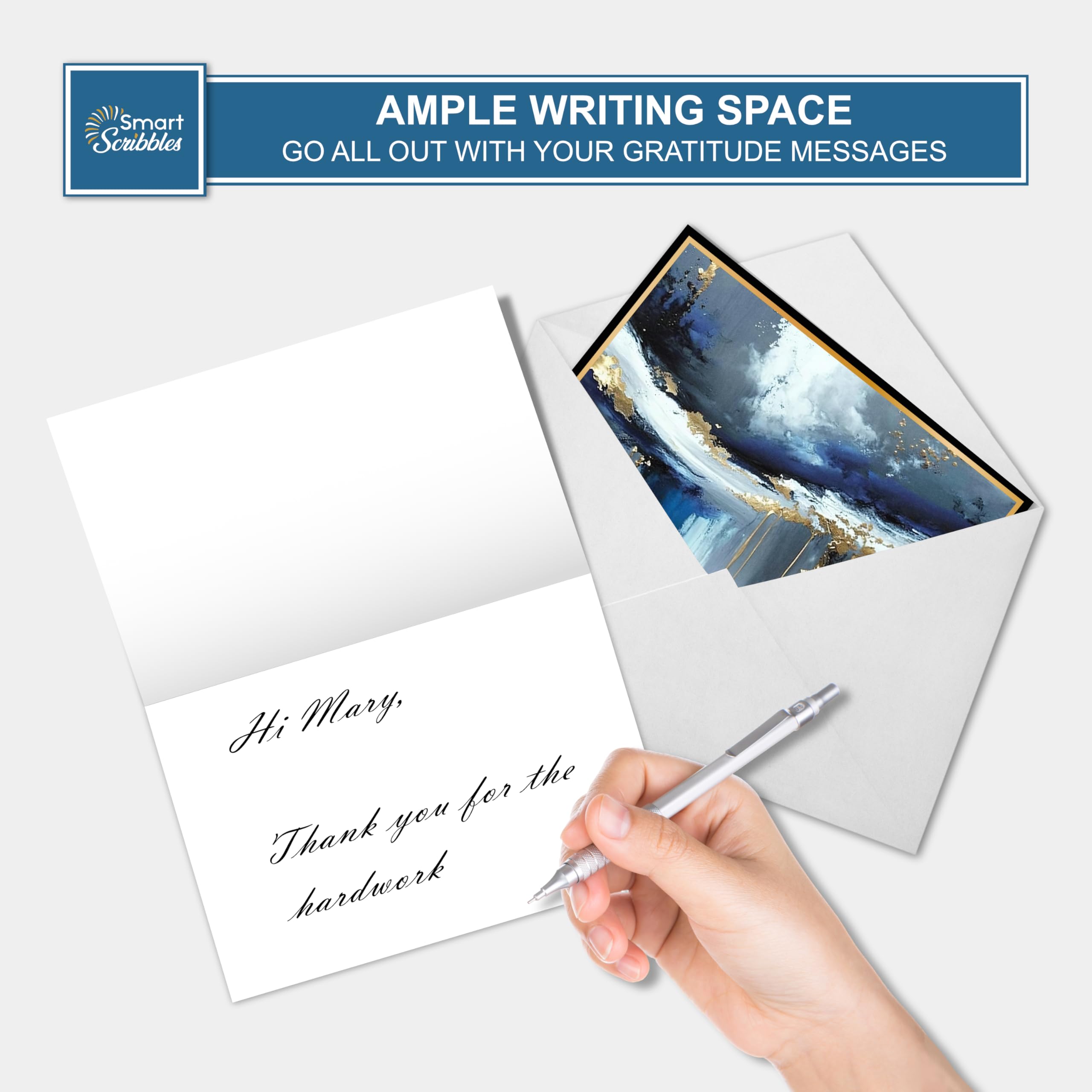 smart scribbles Rainbow Agate Blank Note Cards Set, 24 Cards with Envelopes, 4x6 Inches, Gold Foil Border, Thank You Cards with Seals