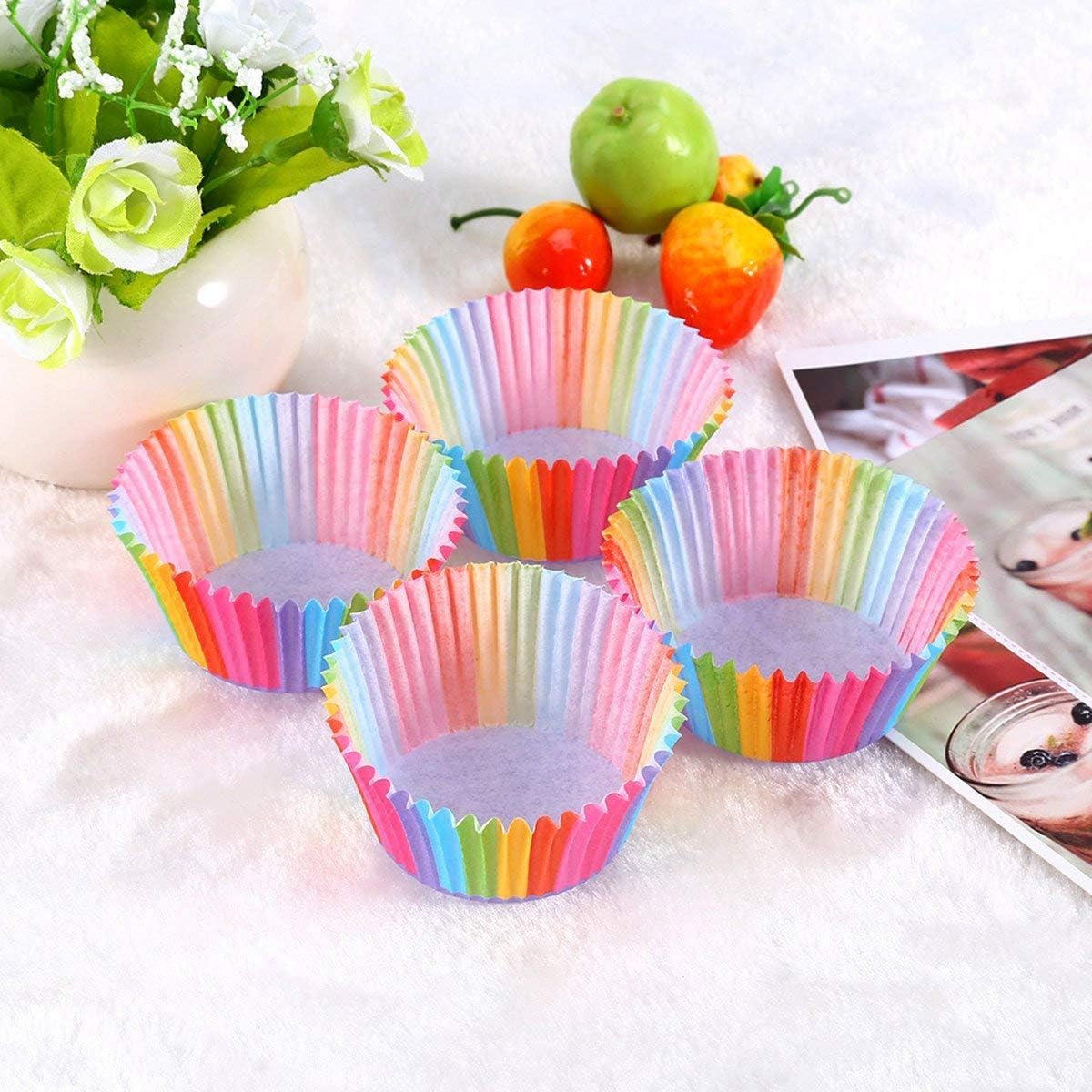 Regine Switzerland Cupcake Cases - Rainbow Baking Cups for Weddings & Birthdays | 100 Pcs