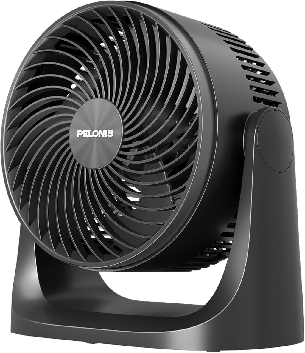 Pelonis 7-Inch Table Fan - 3 Speed Small Room Air Circulator with 100° Adjustable Head Tilt | Black