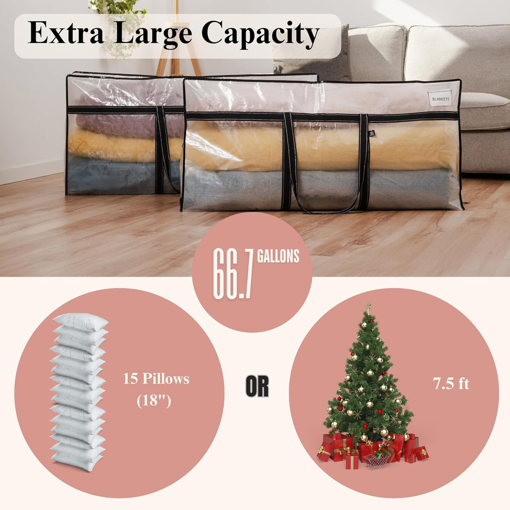 VENO Extra Large Heavy Duty Moving Bags - Ideal Storage Solution for College & Holiday Items | Clear, 1 Pack
