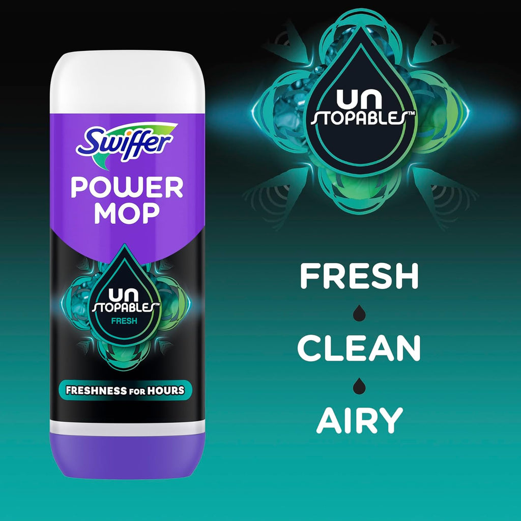 Swiffer PowerMop Floor Cleaner - Unstopables Fresh Scent Refills | 25.3 fl oz, 2 Pack