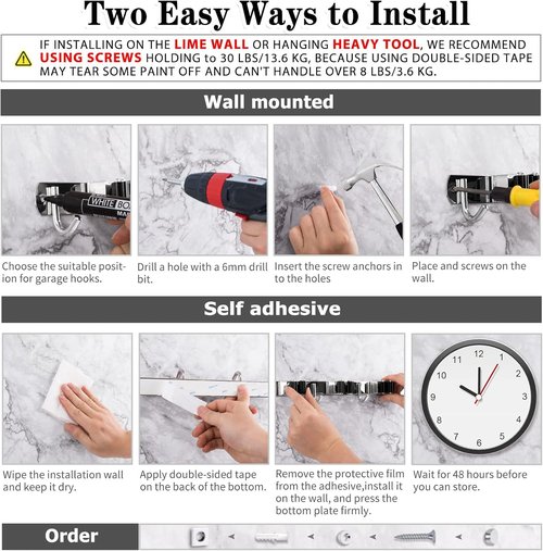 AceMining Mop and Broom Holder - 5 Racks & 4 Hooks Wall Mount Organizer | Heavy-Duty Stainless Steel