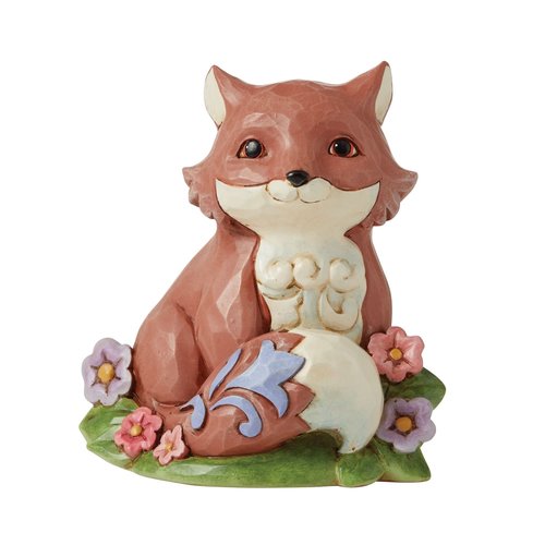 Enesco Jim Shore Heartwood Creek Fox in Flowers Miniature Figurine, 3.75 Inch, Multicolor