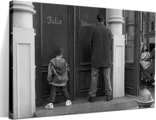 Classic Movie Posters Canvas Print | Funny Bathroom Wall Decor - Black and White Art 12x16 Inch