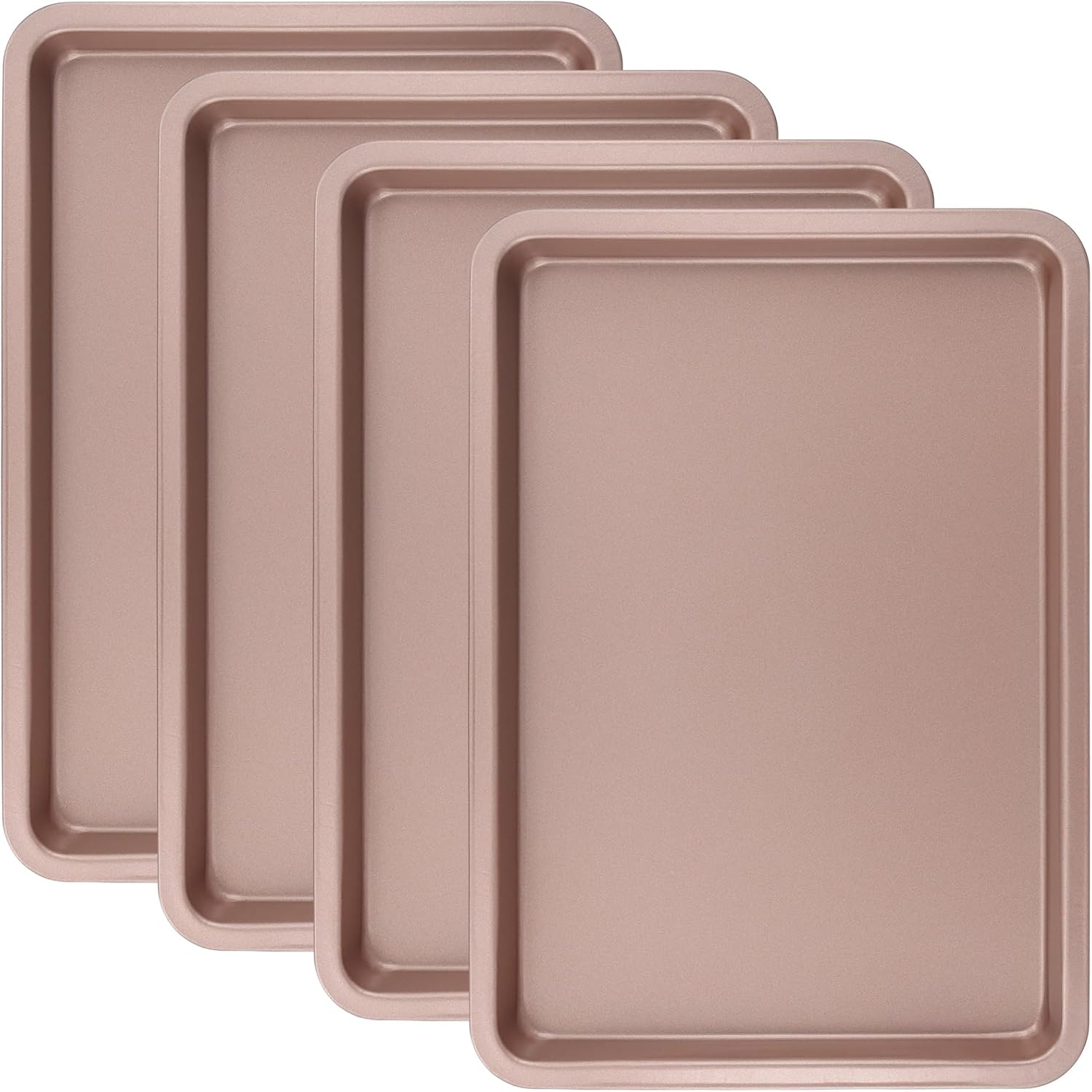 Sheutsan Gold Baking Sheet Pan - 4 Pack Carbon Steel Oven Trays, 13 x 9 x 1 Inch for Cookies & Roasting
