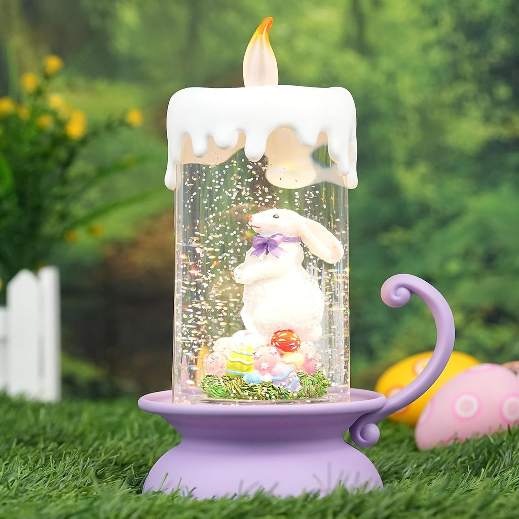 Regine Switzerland Easter Snow Globe Lantern - Swirling Glitter, USB & Battery Operated, Perfect for Spring Decor