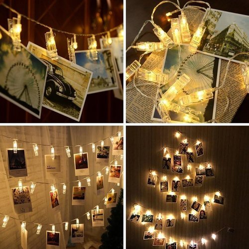 LiyuanQ 40 LED Photo Clip String Lights - Remote Control, 8 Modes for Indoor Decor | USB Operated, Warm White