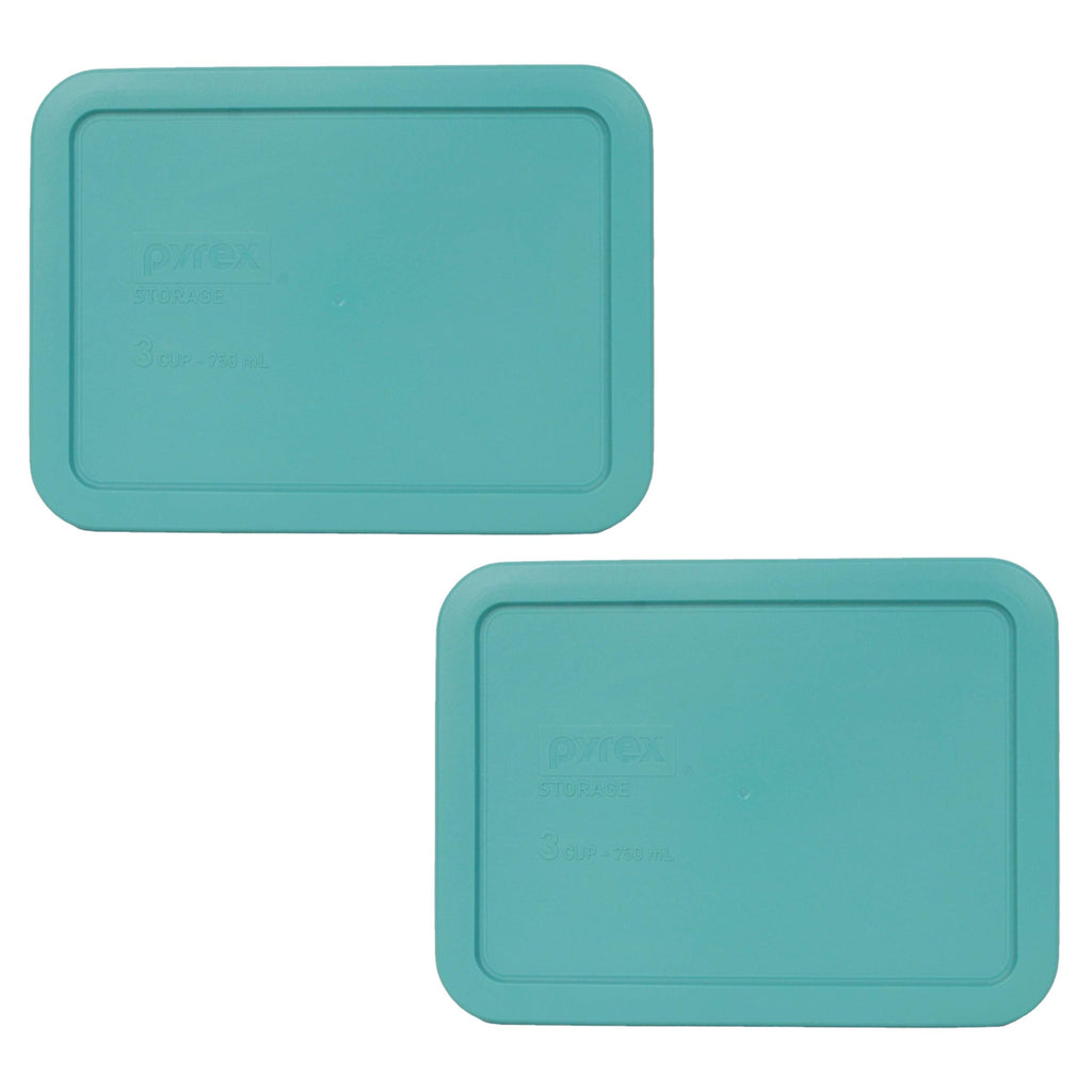 Pyrex 7210-PC 3 Cup Turquoise Food Storage Replacement Lid (2-Pack) - Made in USA