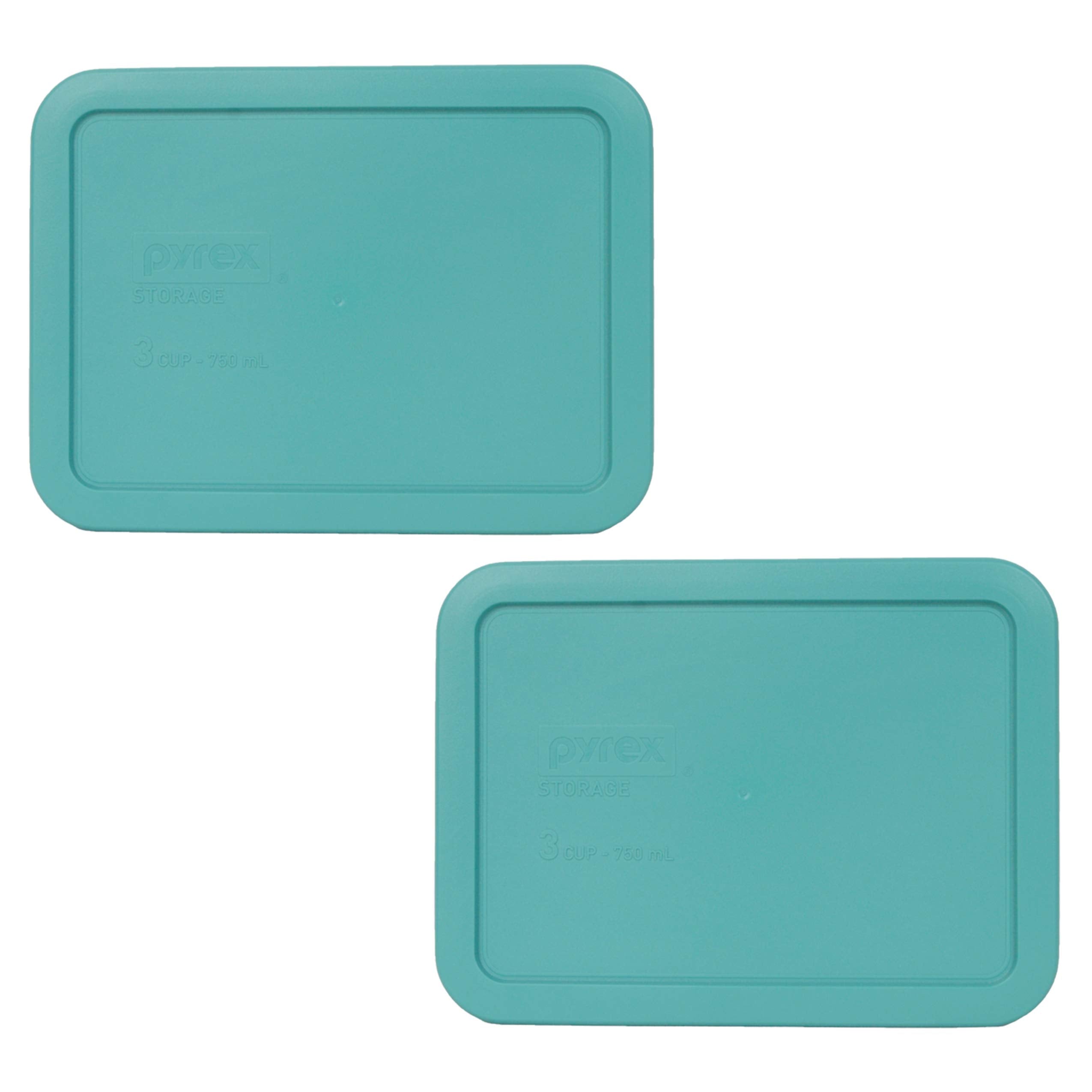 Pyrex 7210-PC 3 Cup Turquoise Food Storage Replacement Lid (2-Pack) - Made in USA