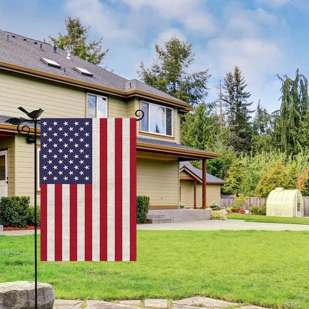 American Garden Flag - USA Independence Day Burlap Decoration | Double-Sided 12.5 x 18 Inch