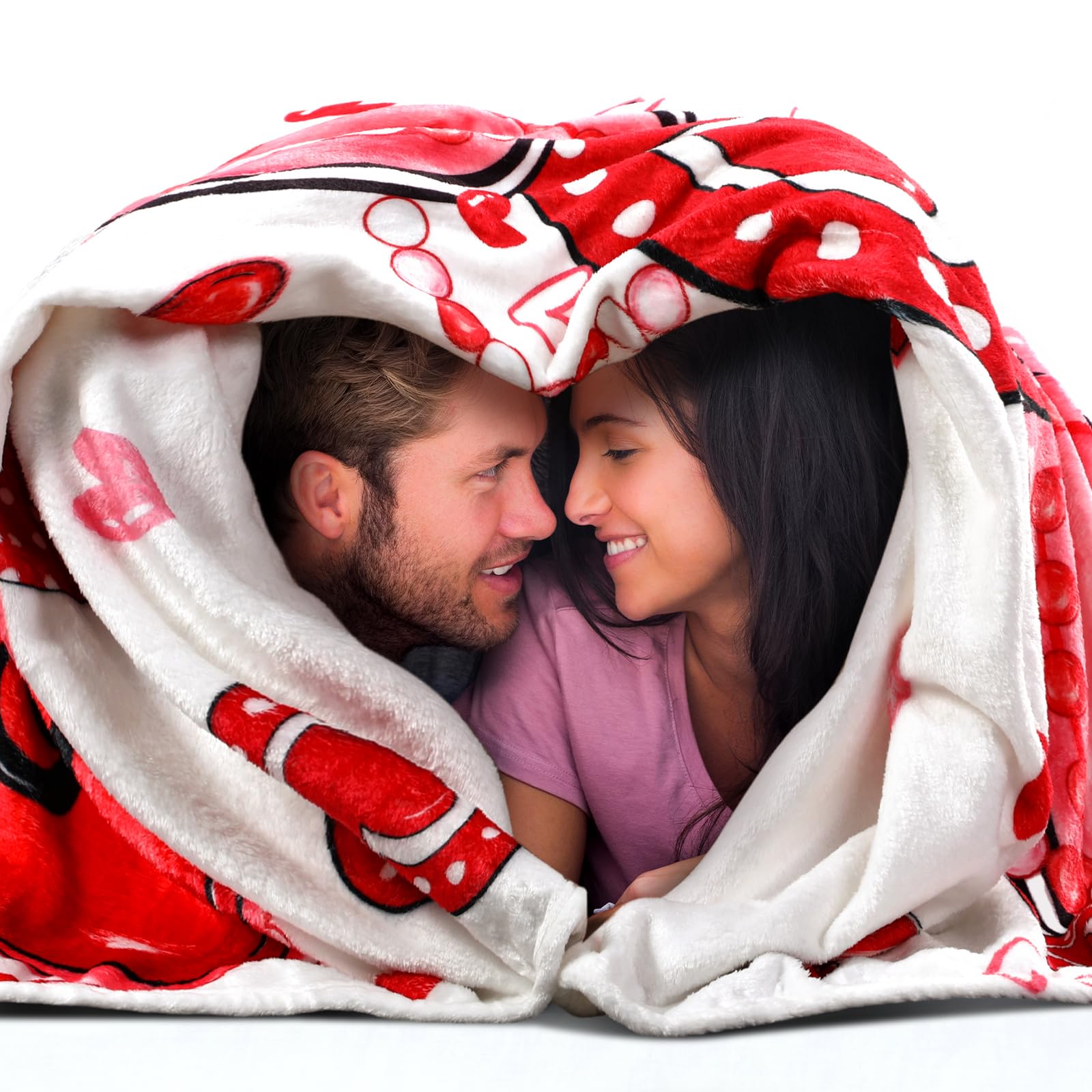 Buryeah 50'' x 60'' Throw Blanket Plush Warm Christmas Winter Decor for Sofa Couch Bed(50 x 60 Inch,Valentine Heart)