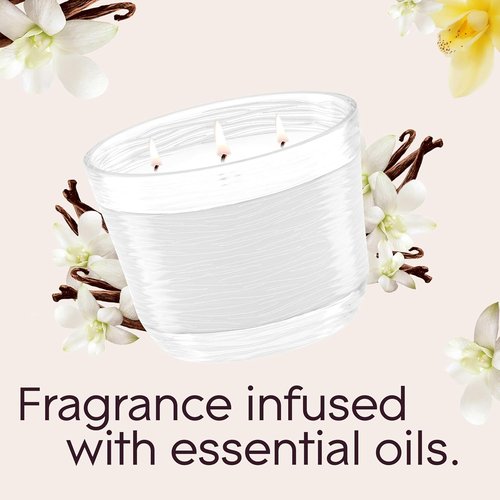 Glade Sheer Vanilla Embrace - Essential Oil Infused 3-Wick Fragrance Candle | 6.8 Oz, 3 Count