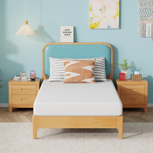 FDW 6 Inch Twin Mattress - Medium Firm Gel Memory Foam for Pressure Relief | Cooling Ventilated Foam, White