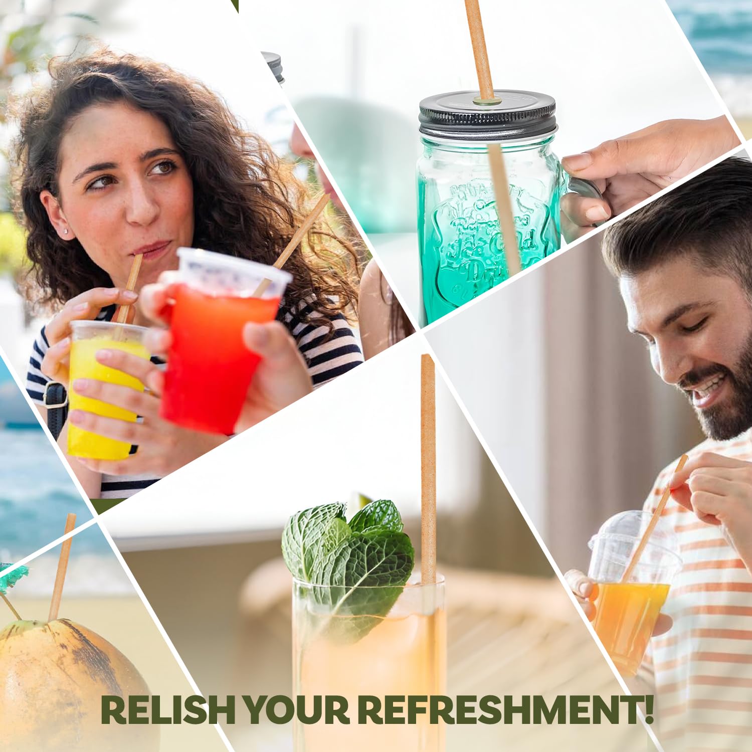 Weemium Sugarcane Straws [300 Pack] 8.25" | FSC Certified 100% Compostable Straws Disposable for Warm and Cold Drinks | Plastic-free & Biodegradable Packaging | Eco friendly made with Sugarcane Fiber