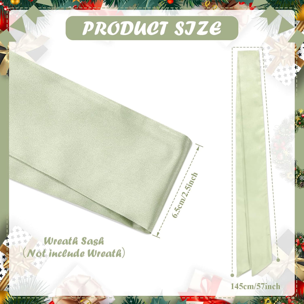 Regine Switzerland Sage Green Wreath Sash - Blank Satin Monogrammed Accessory for Front Door Decor