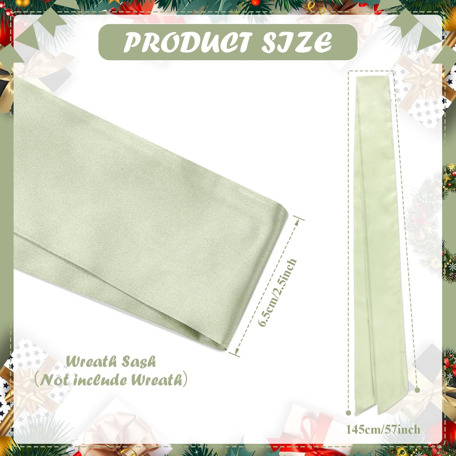 Regine Switzerland Sage Green Wreath Sash - Blank Satin Monogrammed Accessory for Front Door Decor