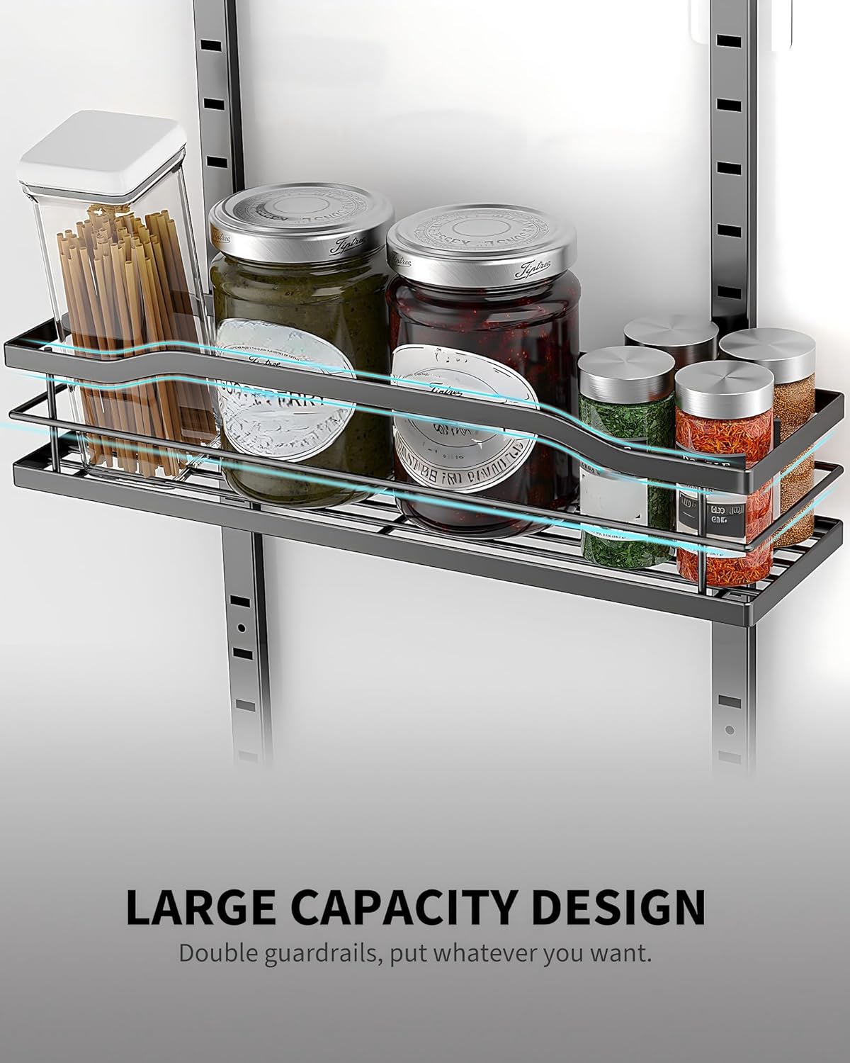 Moforoco 9-Tier Over The Door Pantry Organizer - Black Hanging Basket Spice Rack for Home & Kitchen