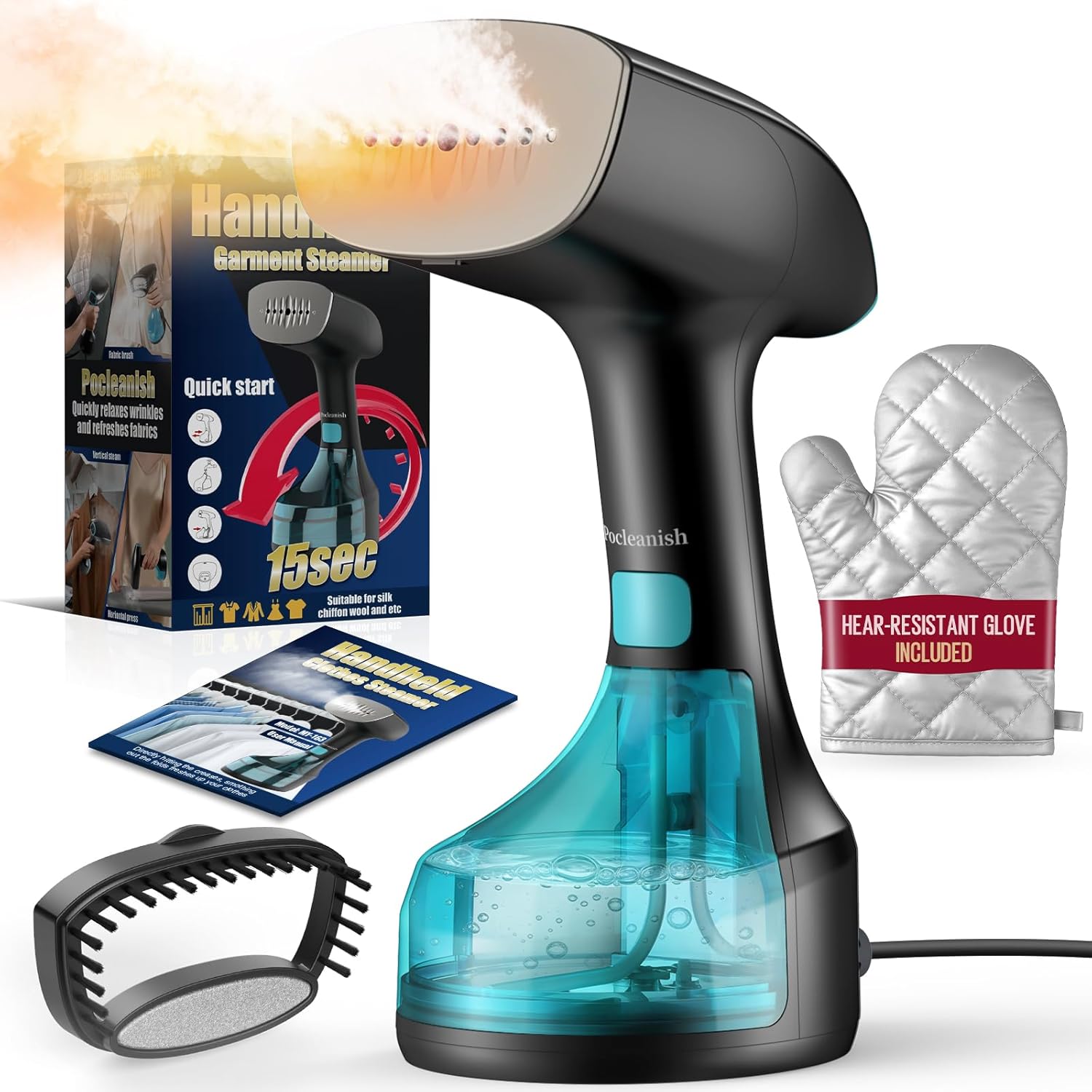 Steamer for Clothes - Skiennix 1900W Portable Handheld Garment Steamer with 3 Steam Settings & 300ml Capacity